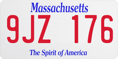 MA license plate 9JZ176