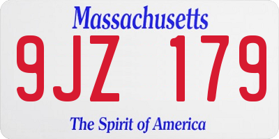 MA license plate 9JZ179