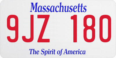 MA license plate 9JZ180