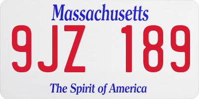 MA license plate 9JZ189