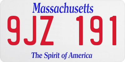 MA license plate 9JZ191