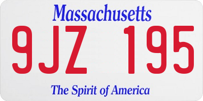 MA license plate 9JZ195