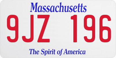 MA license plate 9JZ196