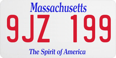 MA license plate 9JZ199