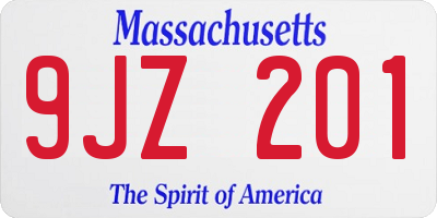 MA license plate 9JZ201