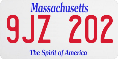 MA license plate 9JZ202