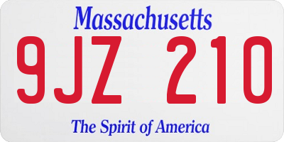 MA license plate 9JZ210