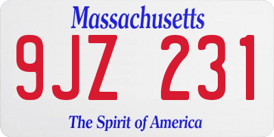MA license plate 9JZ231