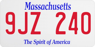 MA license plate 9JZ240