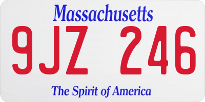 MA license plate 9JZ246