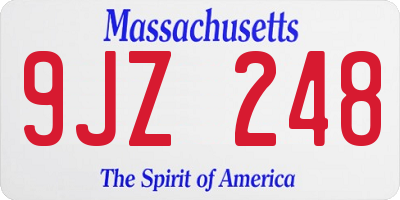 MA license plate 9JZ248