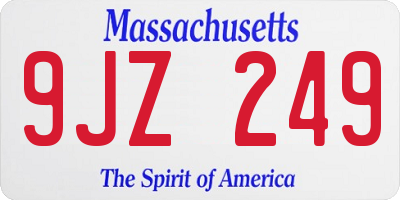 MA license plate 9JZ249