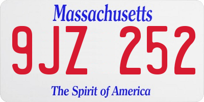 MA license plate 9JZ252