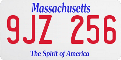 MA license plate 9JZ256