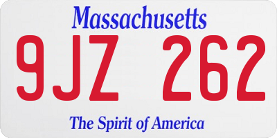 MA license plate 9JZ262