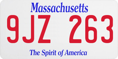 MA license plate 9JZ263