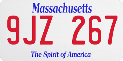 MA license plate 9JZ267