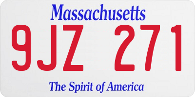 MA license plate 9JZ271