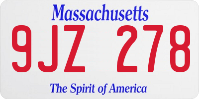 MA license plate 9JZ278