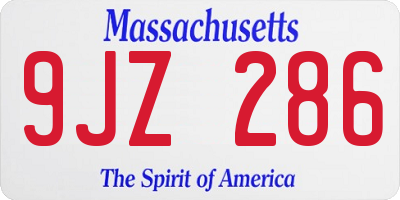 MA license plate 9JZ286