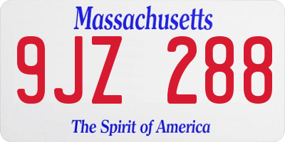 MA license plate 9JZ288