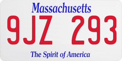 MA license plate 9JZ293