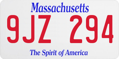 MA license plate 9JZ294