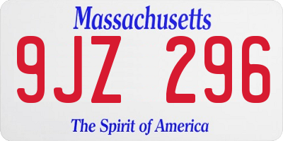 MA license plate 9JZ296