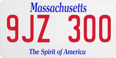 MA license plate 9JZ300