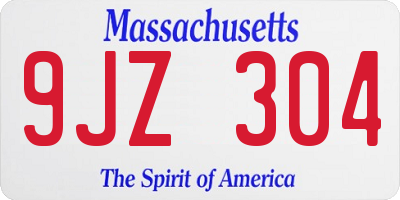 MA license plate 9JZ304