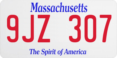 MA license plate 9JZ307