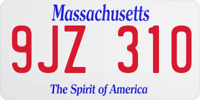 MA license plate 9JZ310