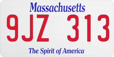 MA license plate 9JZ313