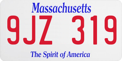 MA license plate 9JZ319