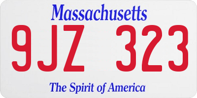 MA license plate 9JZ323