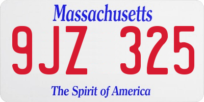 MA license plate 9JZ325