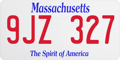 MA license plate 9JZ327