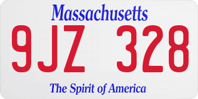 MA license plate 9JZ328
