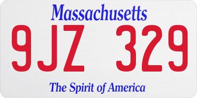 MA license plate 9JZ329