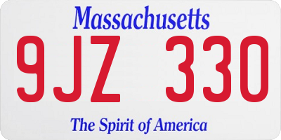 MA license plate 9JZ330