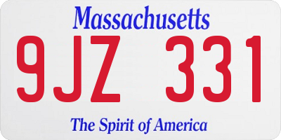 MA license plate 9JZ331
