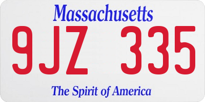 MA license plate 9JZ335