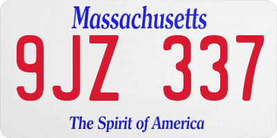 MA license plate 9JZ337