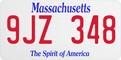 MA license plate 9JZ348