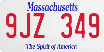 MA license plate 9JZ349