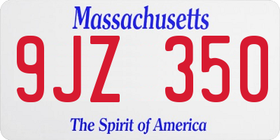 MA license plate 9JZ350
