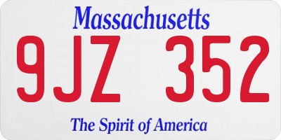 MA license plate 9JZ352