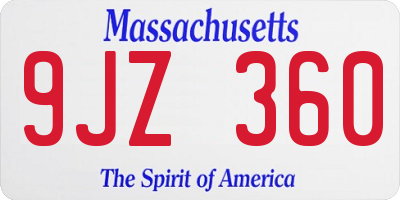 MA license plate 9JZ360