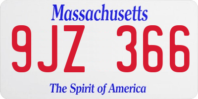 MA license plate 9JZ366