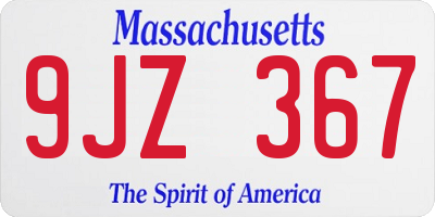 MA license plate 9JZ367